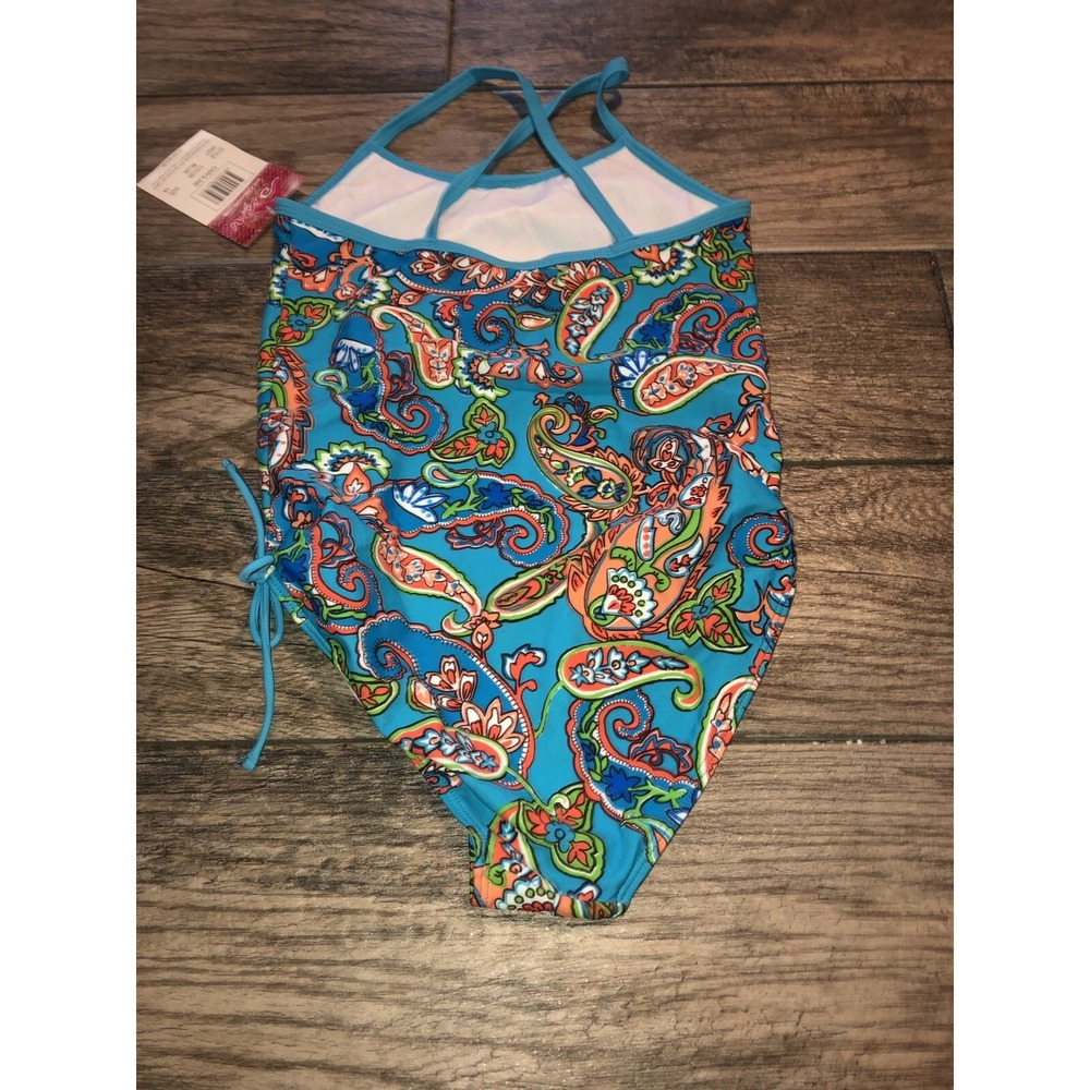 New‎ Kanu Surf Girls' Caroline One-Piece Swimsuit Blue Paisley Big Girls Sz 14 - Picture 4 of 4